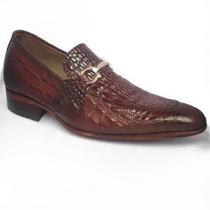 Bashwood Handmade Croc. Imprinted Leather Loafers